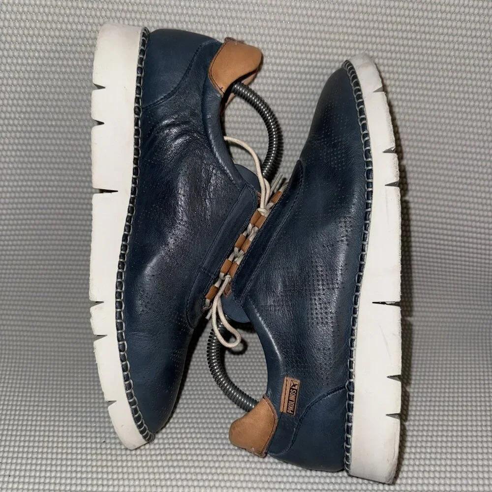 Pikolinos Vera Sneakers Perforated Blue Leather Lace Up Shoes Womens 10-10.5 41 - Picture 4 of 7
